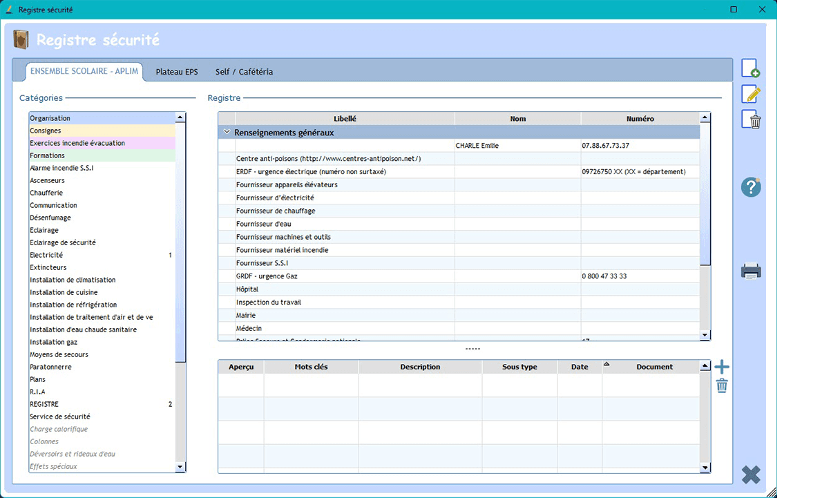 Aperçu du registre de sécurité Ap’Secure
